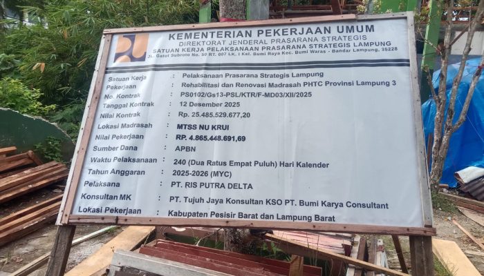 Proyek Rehabilitasi MTs NU Krui Diduga Tak Sesuai RAB, LSM Minta Kementerian Turun Tangan